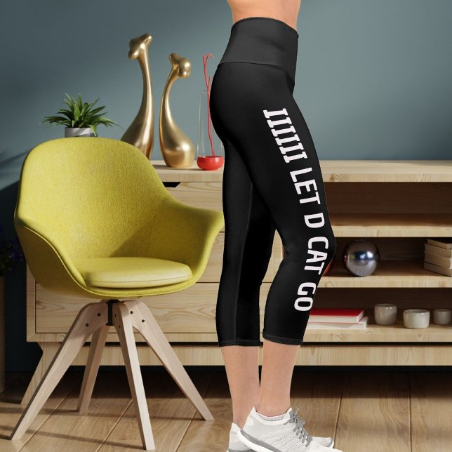 Leggings Capri Personnalisé Blanc Noir Pet Chat Maman Haute taill (Créateur téléchargé)