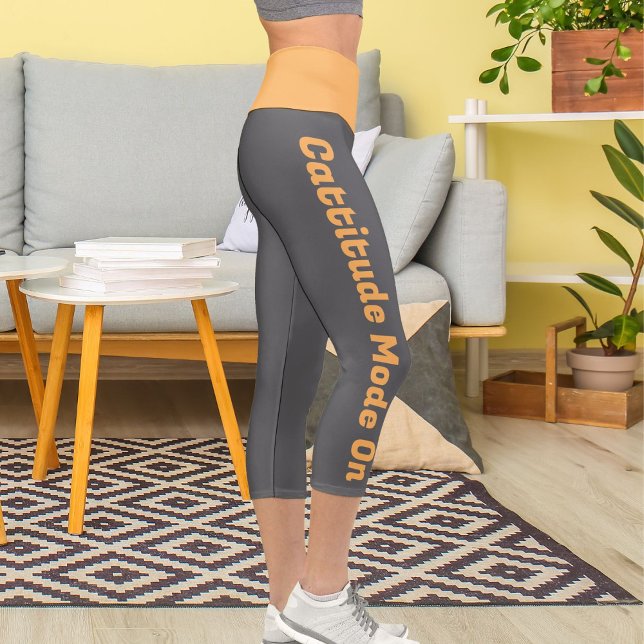 Leggings Capri Personnalisé Bright Orange Dark Grey Personnalisé (Créateur téléchargé)