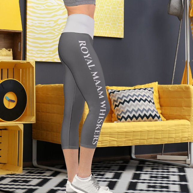 Leggings Capri Personnalisé gris clair gris foncé gris foncé Text (Créateur téléchargé)