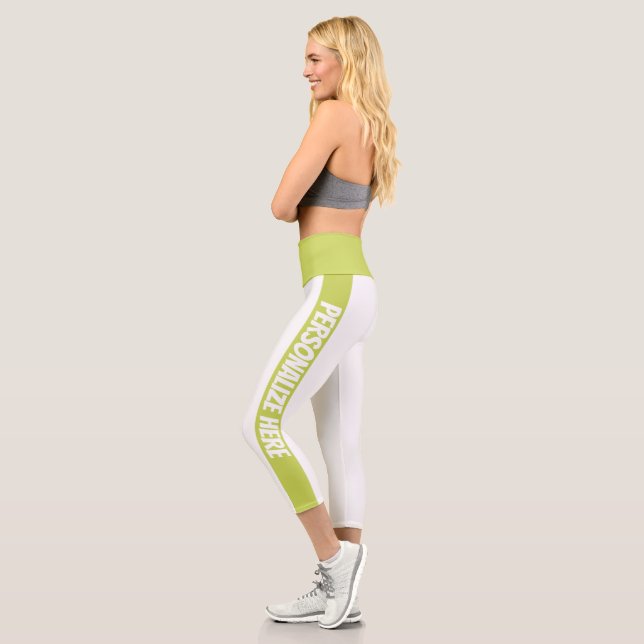 Leggings Capri Personnalisé vert rayé (Gauche)