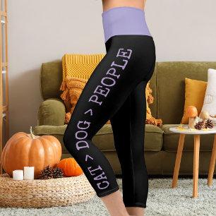 Leggings Capri Personnalisez les animaux de compagnie violet noir