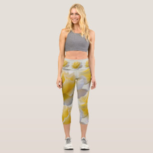 Leggings Capri Pétales de rose jaune