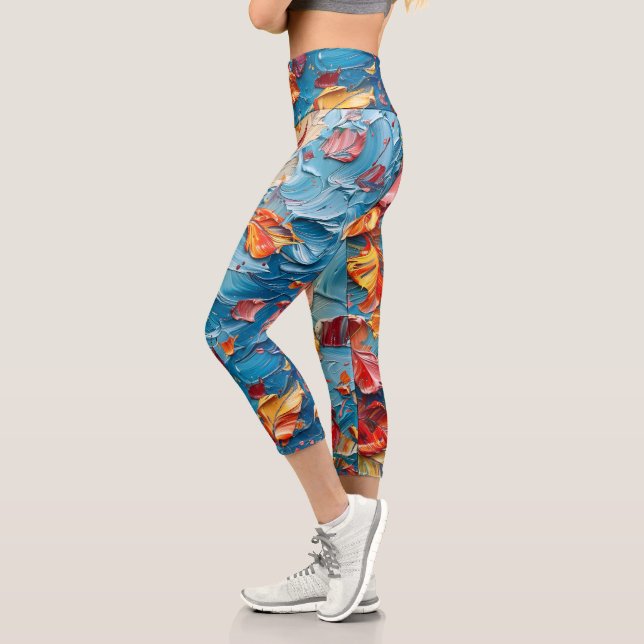 Leggings Capri Petals in Motion – Expressive Abstract Floral (Gauche)