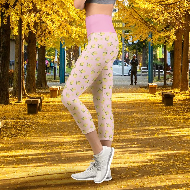 Leggings Capri Petit Citron Rose (Little Lemon Pink Capri Leggings)
