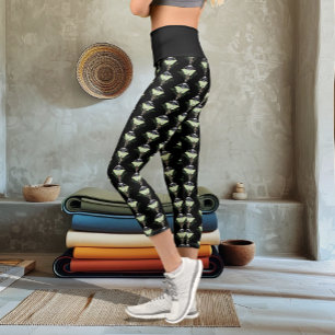 Leggings Capri Phases Luna Moth Moon Noir