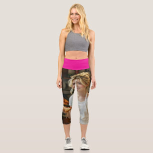 Leggings Capri Photo de pizza en train de manger Personnaliser