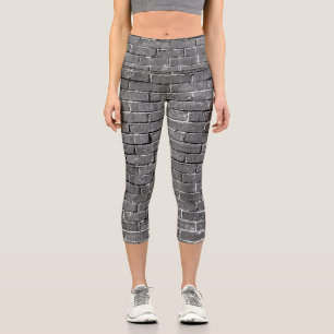 Leggings Capri Photo en briques noir et blanc