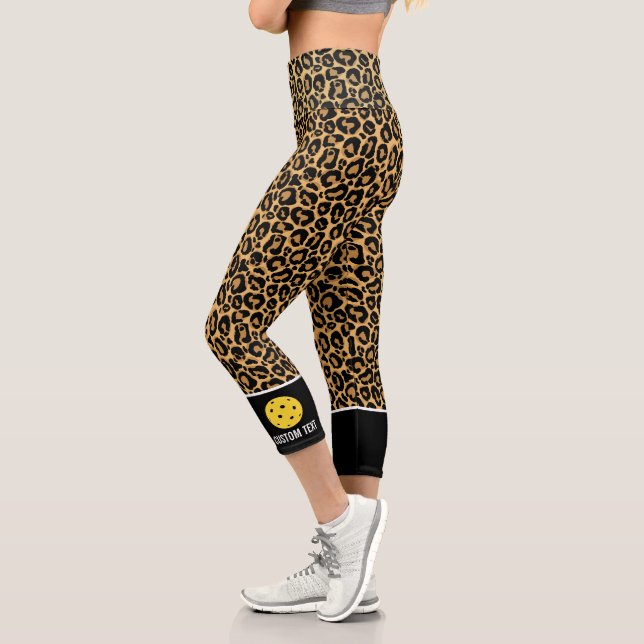 Leggings Capri Pickleball Imprimer Jungle Animal Motif Texte pers (Gauche)