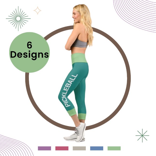 Leggings Capri Pickleball Personnalisé Sea Green High Waising (Créateur téléchargé)