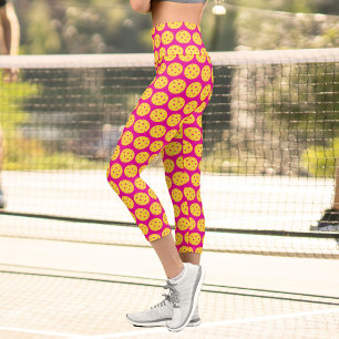 Leggings Capri Pickleball Player Pickleball Motif rose vif