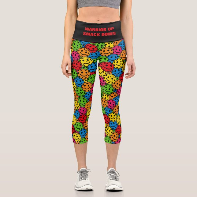 Leggings Capri Pickleball Yoga Warrier Up Smack Down (Recto)