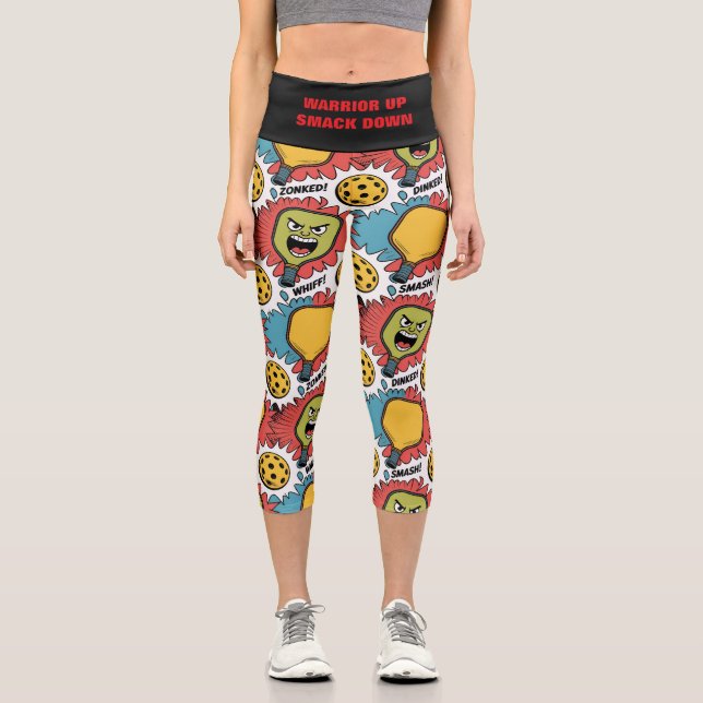Leggings Capri Pickleball Yoga Warrier Up Smack Down (Recto)