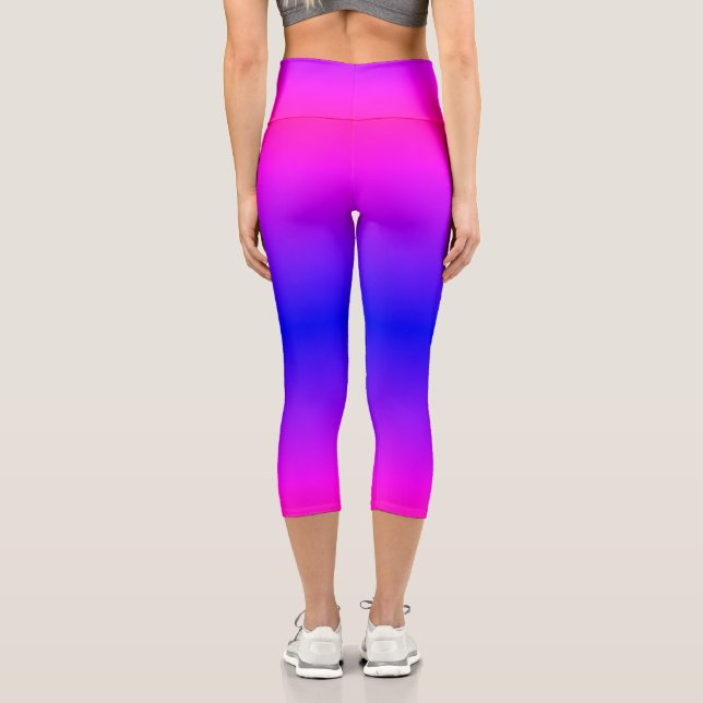 Leggings Capri Pignon Ombre violet bleu rose néon dégradé (Verso)