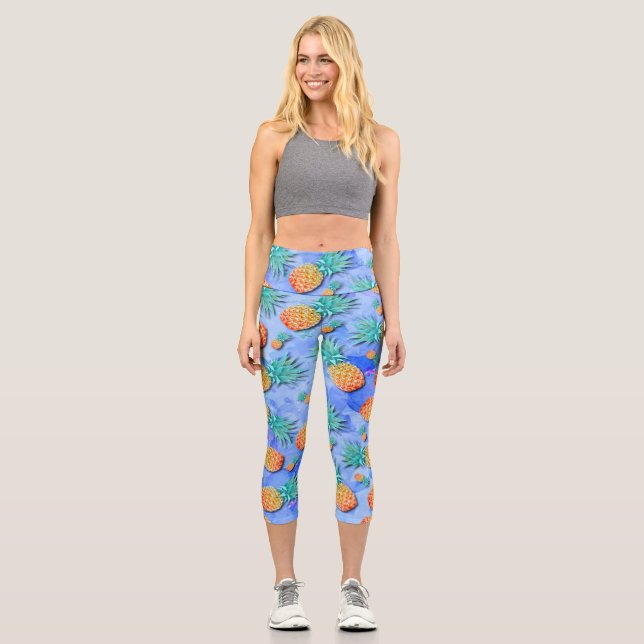 Leggings Capri Pineapples. Paint. Party. (Recto)