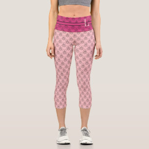 Leggings Capri Pink & Beet Purple Hearts Monogramme & Nom