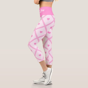 Leggings Capri Pink Heart Moderne Plaid Collection
