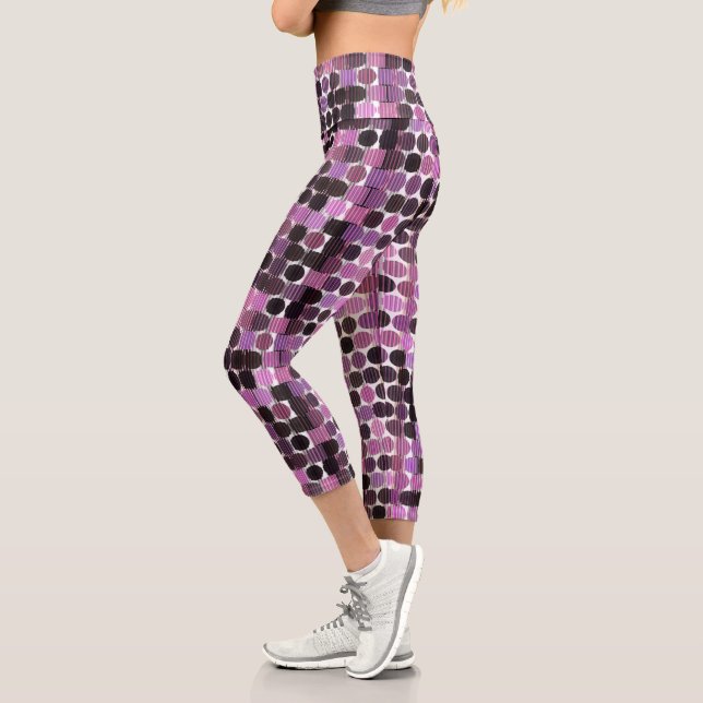 Leggings Capri Pink, Mauve and black rose geometric (Gauche)