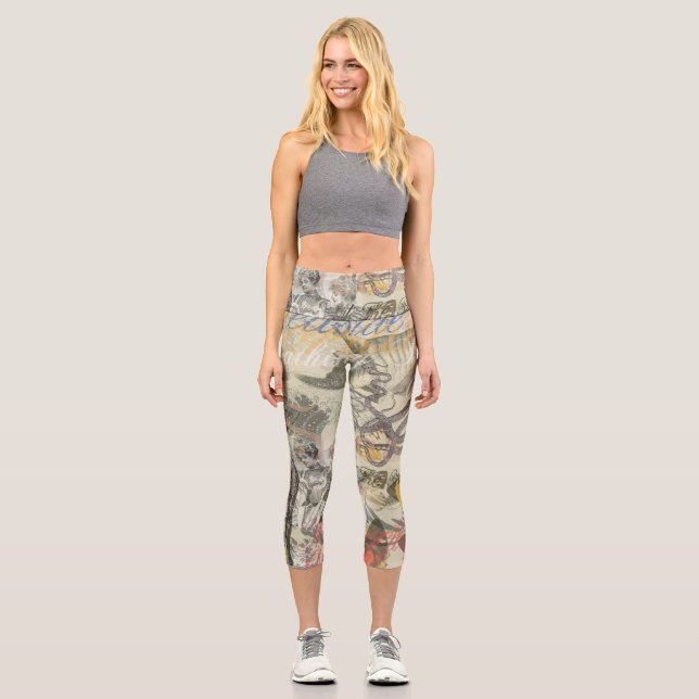 Leggings Capri Plage du poulpe Antique Steampunk côtier (Recto)