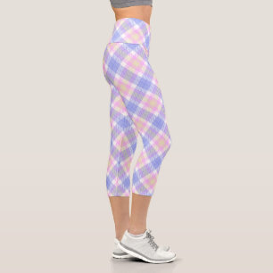 Leggings Capri Plaid bleu rose jaune