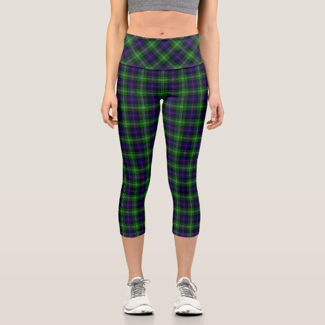 Leggings Capri plaid bleu vert de tartan du sud (Recto)