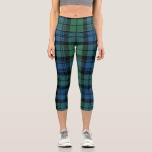 Leggings Capri Plaid Clan Campbell Green Blue Tartan