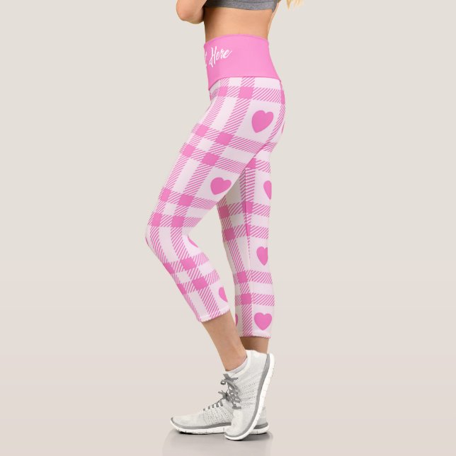 Leggings Capri Plaid Modern Pink Heart Collection (Gauche)