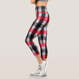 Leggings Capri Plaid Populaire Abstrait Rouge Noir Plaid Collecti