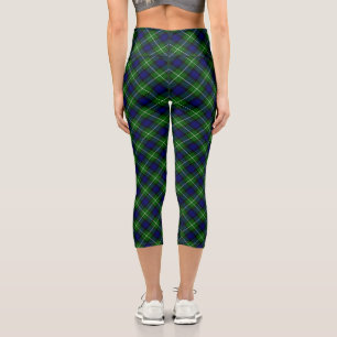 Leggings Capri Plaid vert bleu Lamont tartan
