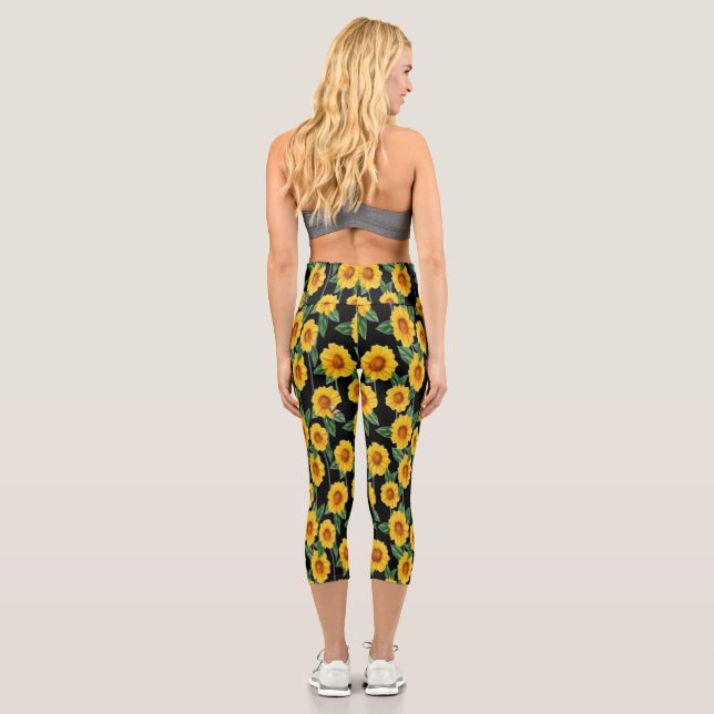 Leggings Capri Plaisir de tournesol baisé au soleil - Flore trans (Verso)