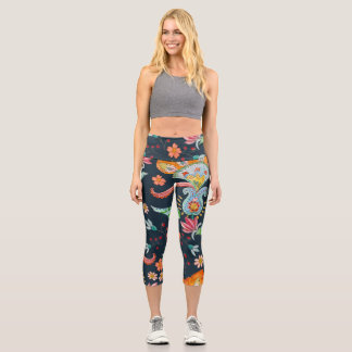Leggings Capri Plaisir floral : Aquarelle texture de fleurs