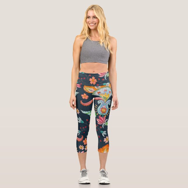 Leggings Capri Plaisir floral : Aquarelle texture de fleurs (Recto)