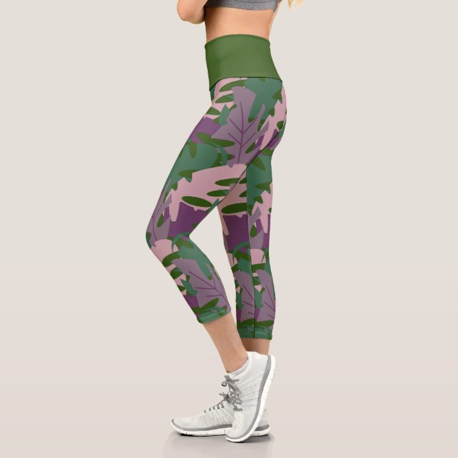 Leggings Capri Plante de verdure à feuille de Monstera   (Gauche)