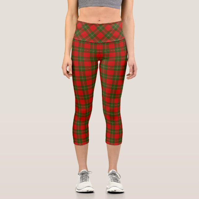 Leggings Capri Plaque vert rouge de tartan MacGregor (Recto)