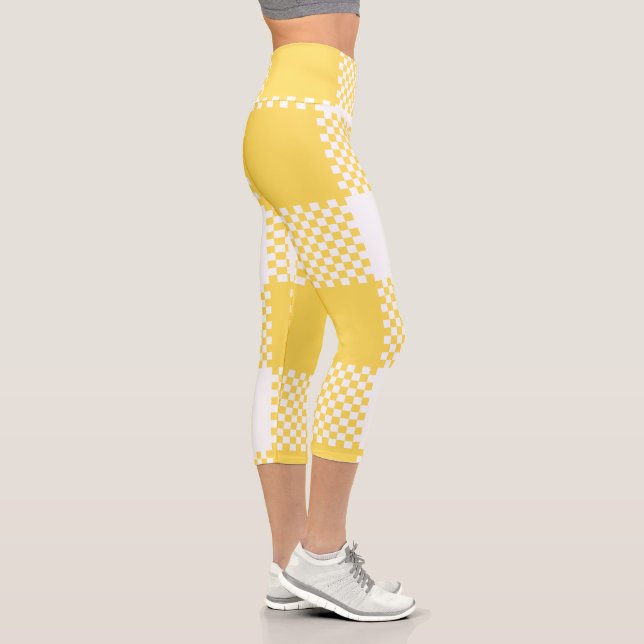 Leggings Capri Plat blanc et jaune moderne (Droite)