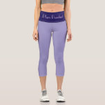 Leggings Capri "PLUM PURRFRCT" Custom High-Waisted Capri Pants<br><div class="desc">Customizable Purple High-Waisted Capri Pants. Step into statement-making style with the "PLUM PURRFECT" High-Waisted Capri Pants from the WOMEN'S APPAREL COLLECTION—where confidence meets customization. Featuring a sleek, sculpting fit, these capris feature soft lavender leggings and a royal plum high-waistband, and cooling lavender text that’s uniquely yours (only text is customizable)....</div>