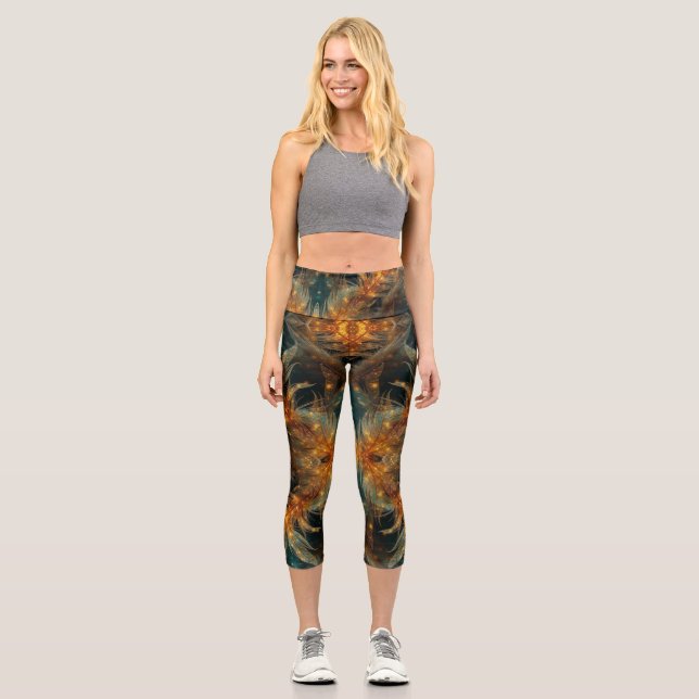 Leggings Capri Plumes brunes scintillantes (Recto)