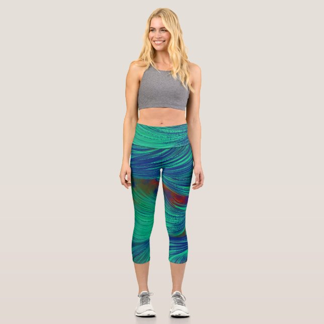 Leggings Capri Plumes Phoenix abstraites (Recto)