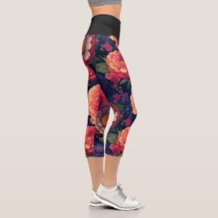 Leggings Capri Plutôt vintage rouge Orange mum mum peony floral