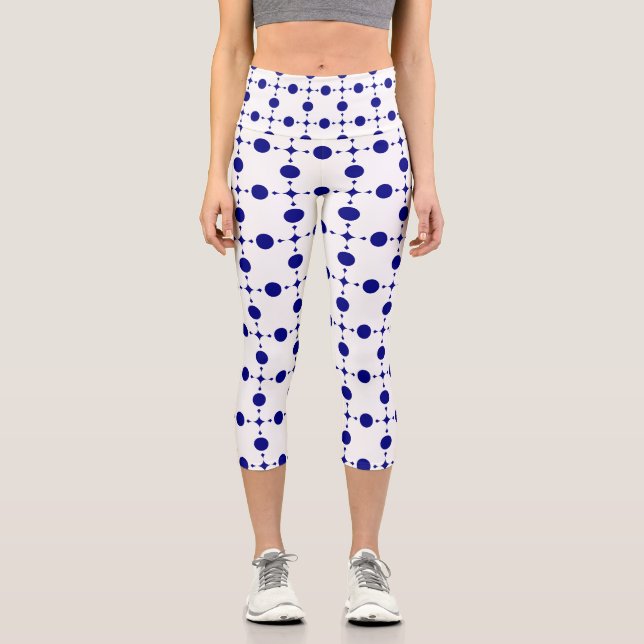 Leggings Capri Points bleus de marine, Motif à pois, Pois (Recto)