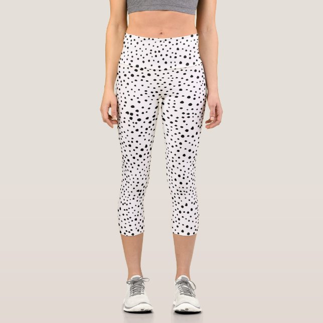 Leggings Capri Points dalmatiens, Points dalmatiens, Noir et Blan (Recto)