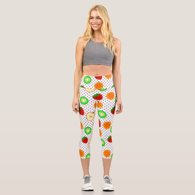 Leggings Capri points de fruits à la pomme de fraise kiwi (Recto)