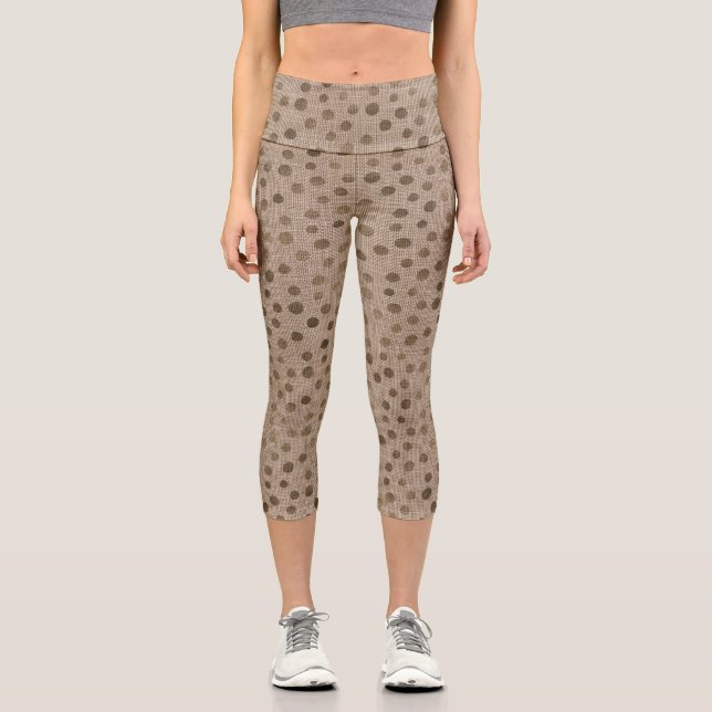 Leggings Capri points de lin rustique moderne tribu de mariée cap (Recto)