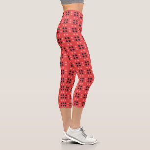 Leggings Capri Points Décoratifs en Rose et Gris