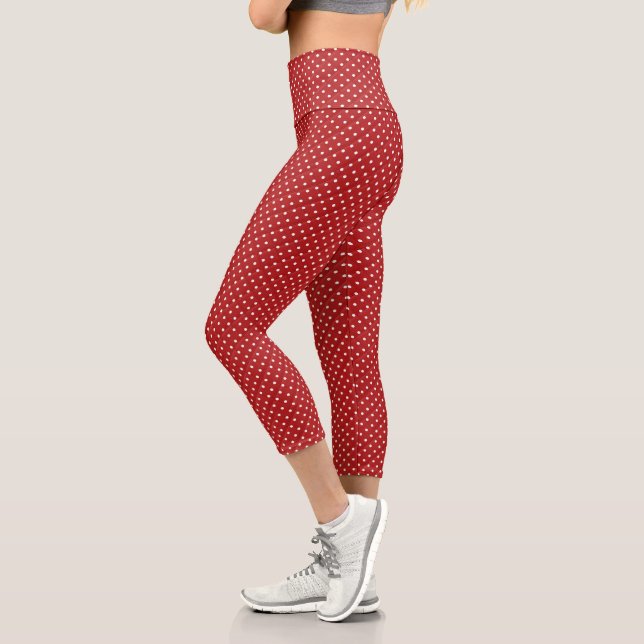 Leggings Capri Pois à coutures rouge et blanc (Gauche)