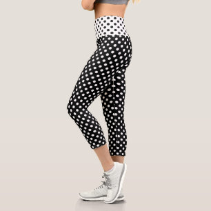 Leggings Capri Pois blancs sur Arrière - plan noir