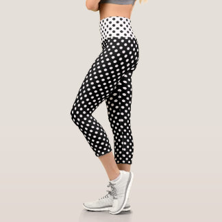Leggings Capri Pois blancs sur Arrière - plan noir
