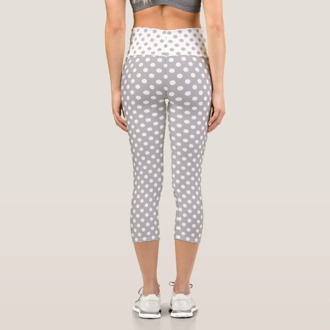 Leggings Capri Pois blancs sur Chrome Grey Arrière - plan (Verso)