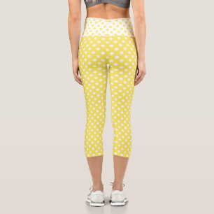 Leggings Capri Pois blancs sur Maize Arrière - plan jaune