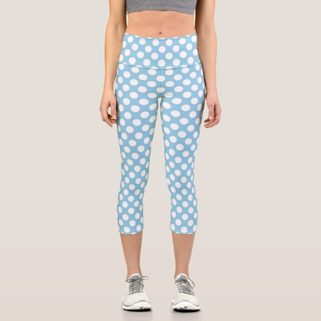 Leggings Capri Pois Bleus, Motif Pointe Polka, Points, Pointe (Recto)