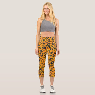 Leggings Capri Pois de chien noir et blanc Pointe Polka sur dahli